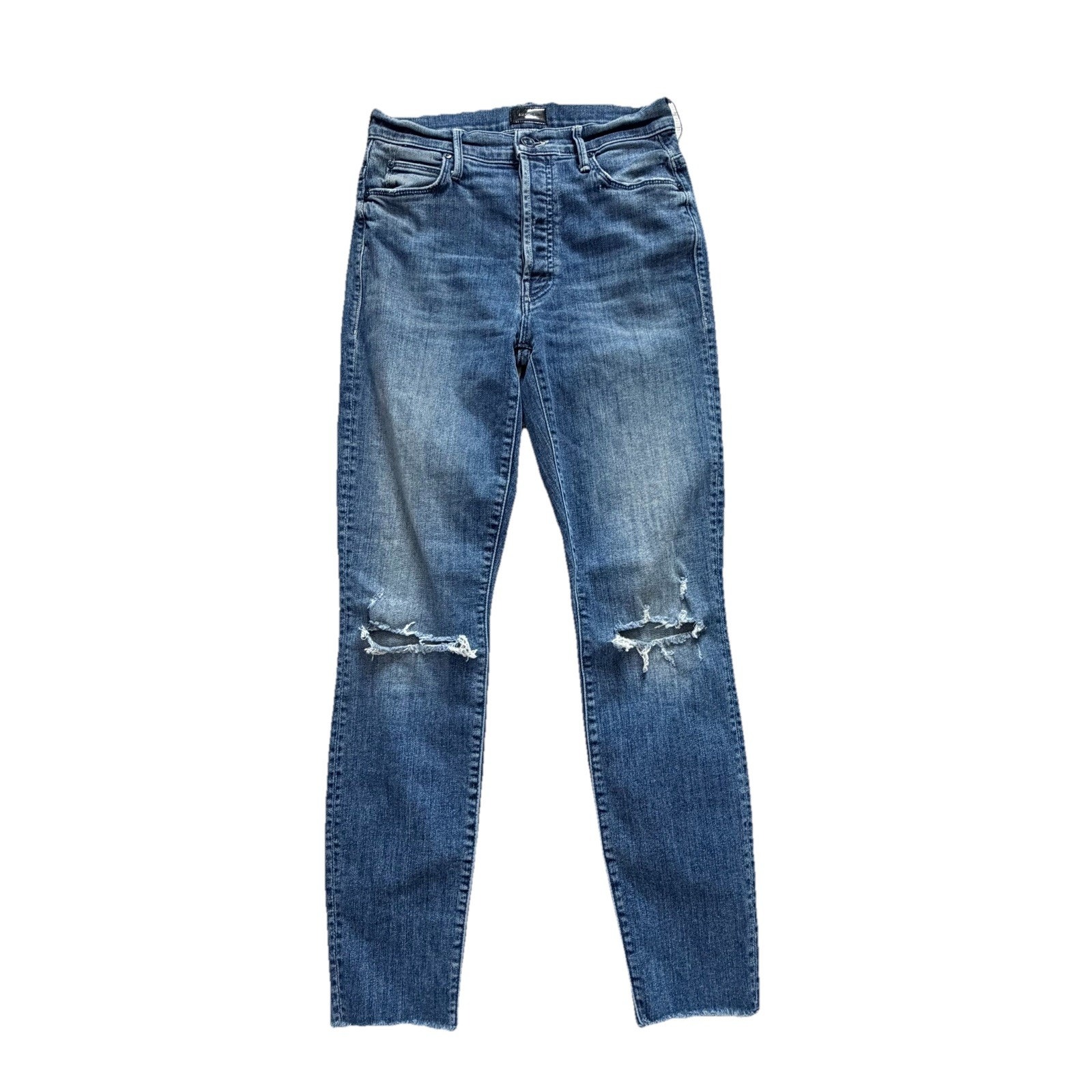 Mother Denim The Stunner Ankle Fray Field Dreams Button Fly Distressed Jeans 26